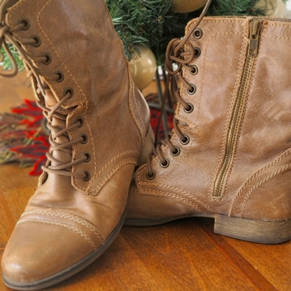 Steve Madden Troopa Boots Brown Cognac Combat 6.5